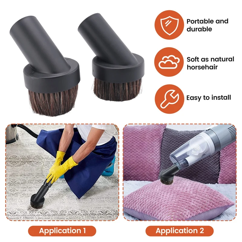 6 Pieces 25MM and 36MM Vacuum Brush Round Brush, 5.9 Inch Vacuum Floor Brush 1.25 Cleaner Vacuum Attachment Brush Soft-AT35