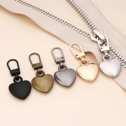 5PCS Sewing Zippers Puller Head Heart Shape Detachable Metal Zipper Slider Repair Kits For Bags Backpack Coat Zipper Pull Tab
