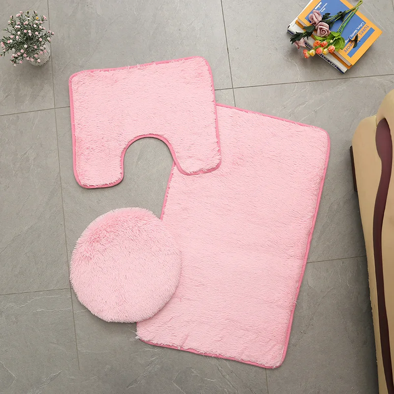 Luxurious Soft and Plush Toilet Mat Set with Water Absorbent Surface Bathrooms with Non-Slip Design