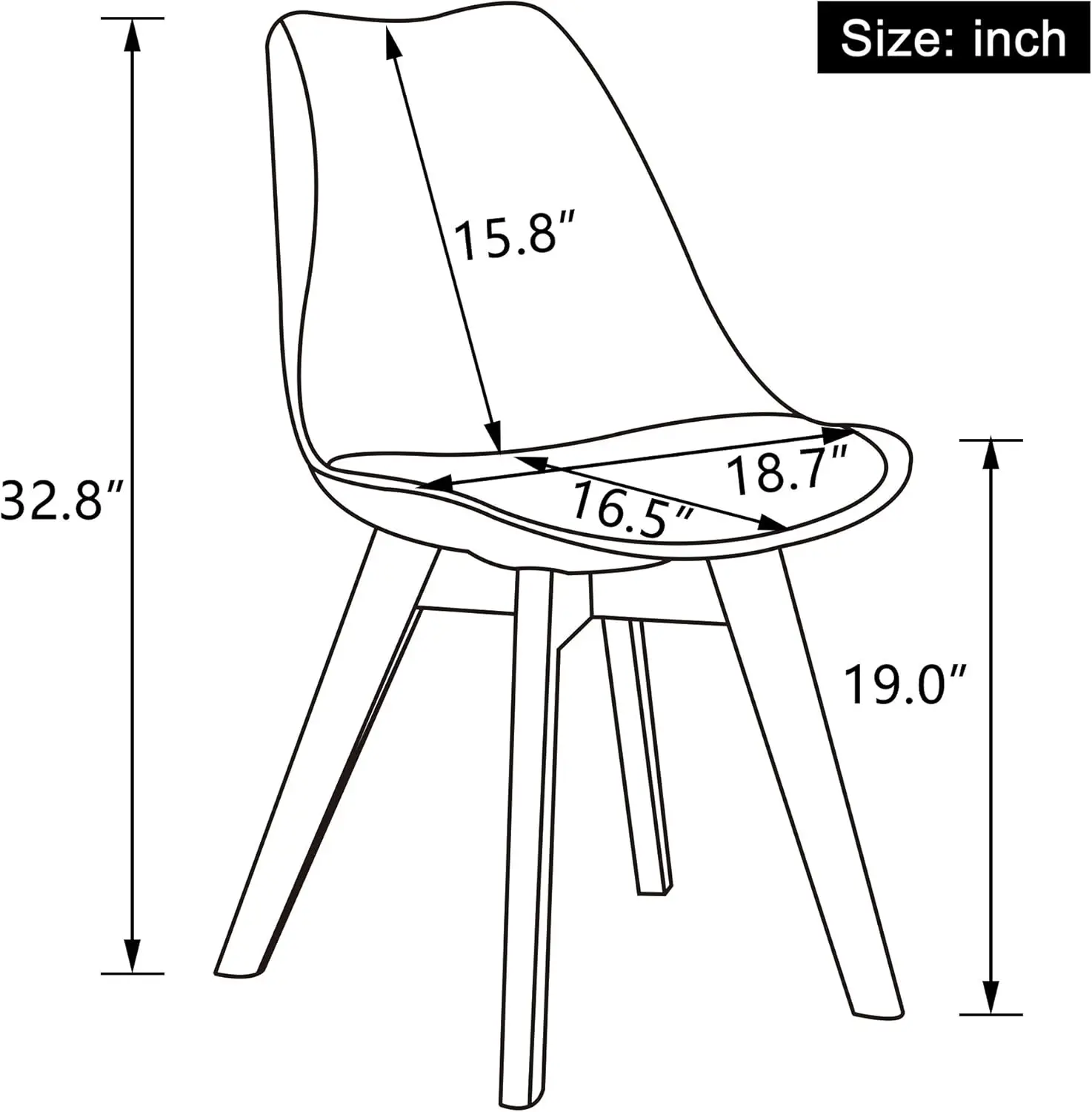 

Lssbought Mid Century Modern Dining Chairs, Shell Lounge Plastic Desk Chair Side Chair With Soft Padded And Wooden Legs For