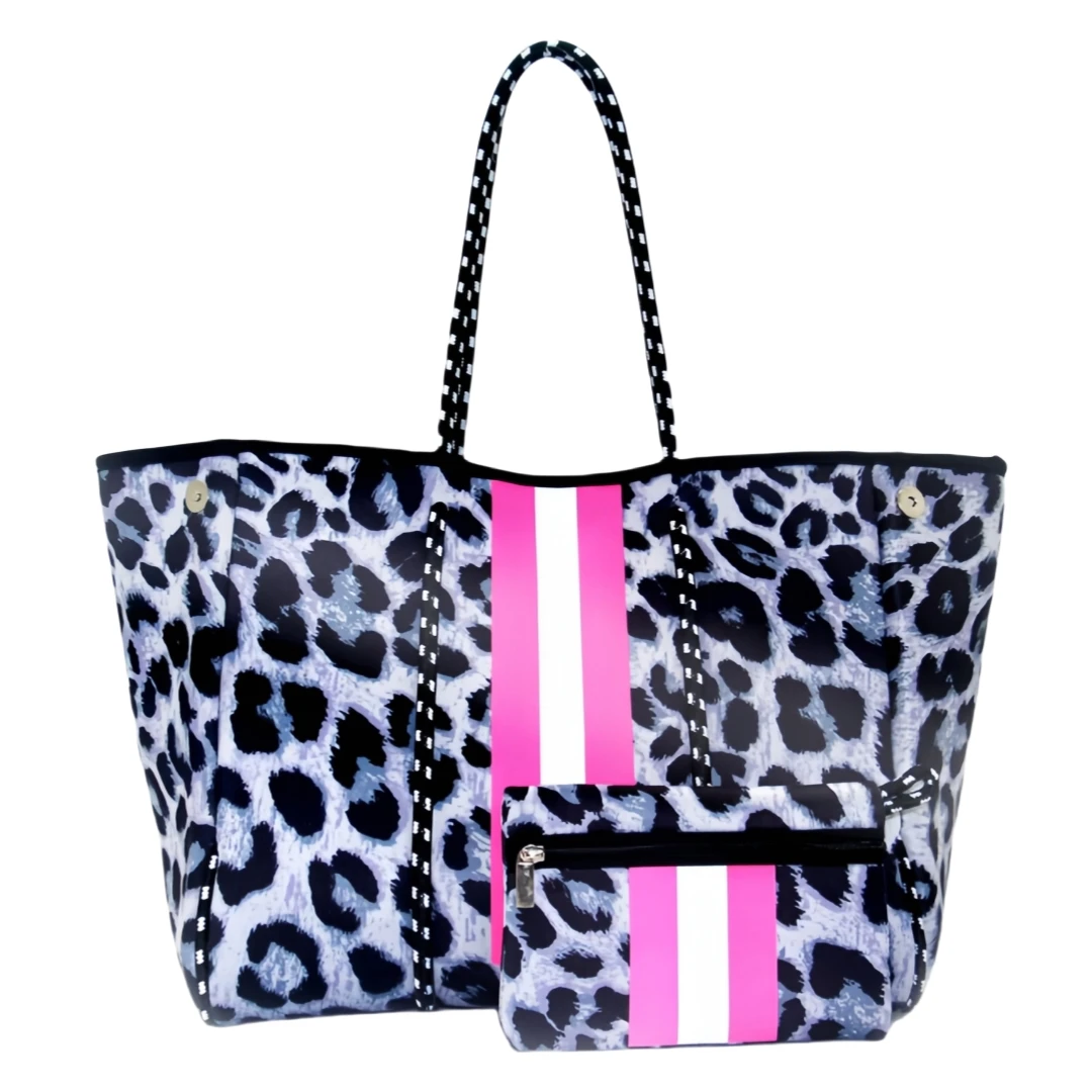 Wholesalers Fashion Leopard Print Women\'s Handbag Neoprene Tote Bag Ladies Waterproof Neoprene Beach Bags for Women Trend 2024