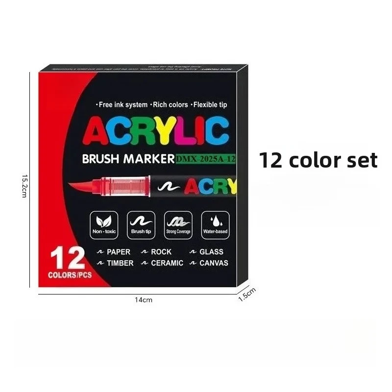 

12-60 цветов, ручки для акриловой краски, маркеры, кончик кисти, маркеры для наскальной живописи, дерево, холст, камень, рождественский подарок, поделки своими руками