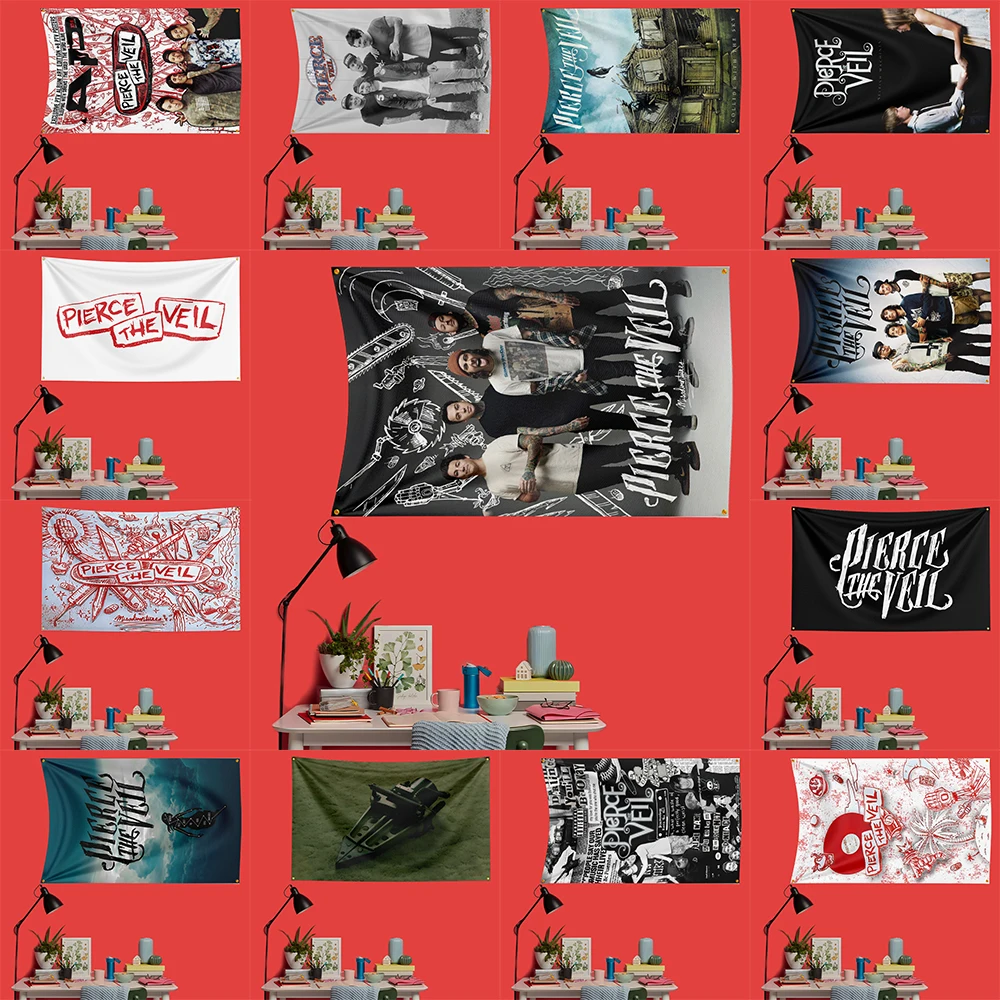 

Pierce the veil Post-hardcore Flag 3x5 FT 90x150cm Polyester Decorative Banner Tapestry For Music Fans Bedroom Wall Decoration