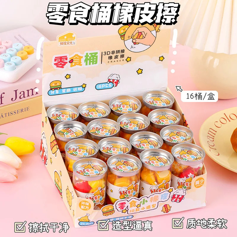 Creative Cartoon Snack Eraser 3d Simulation Hamburger Design Wiping Cute Stationery For Students Reward School Supplies Gifts view 5