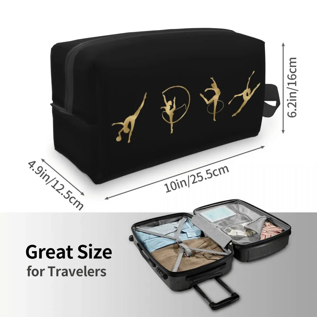 Rhythmic Gymnastics Gold LIne Makeup Bag Women Travel Cosmetic Organizer Fashion Storage Toiletry Bags