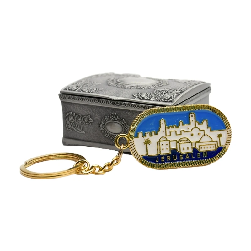 Jerusalem Church Keychain Pendant Metal Backpack Wallet  Decoration A0KE