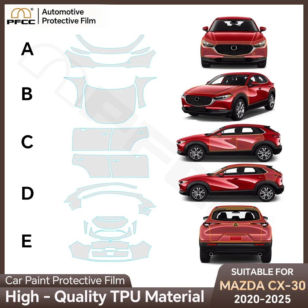 

Paint Protection Film Self-Healing Bra PPF Body Sticker Accessories Anti-Scratch Resistant For Mazda CX30 CX-30 2020-2025