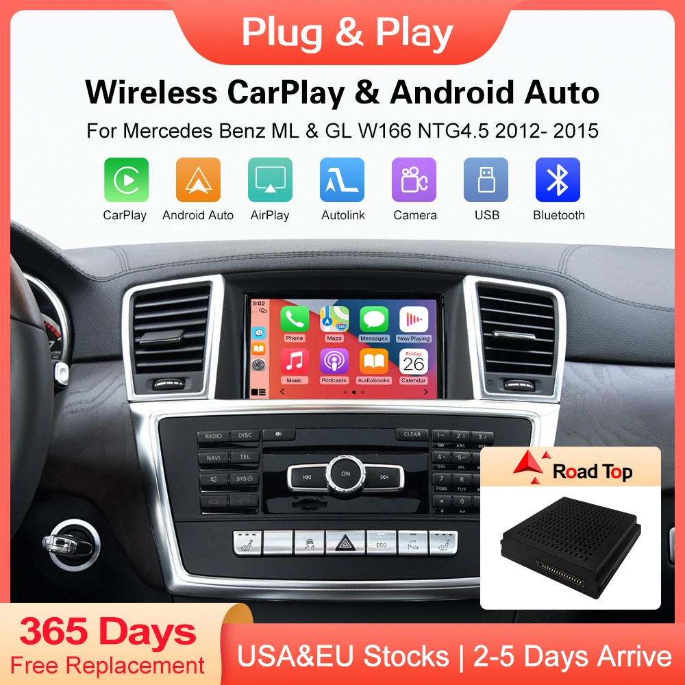 Wireless Carplay for Mercedes Benz Class ML/GL W166 NTG 4.5 Becker Module Android Auto Mirror Link AirPlay GPS Navigation