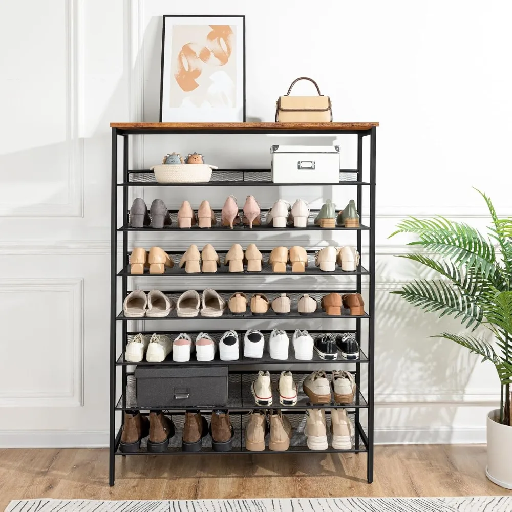 8-Tier Shoe Rack, Large Capacity Shoe Shelf, Shoe Storage Organizer for 32-40 Pairs of Shoes, Front Door Entrance,Space Saver