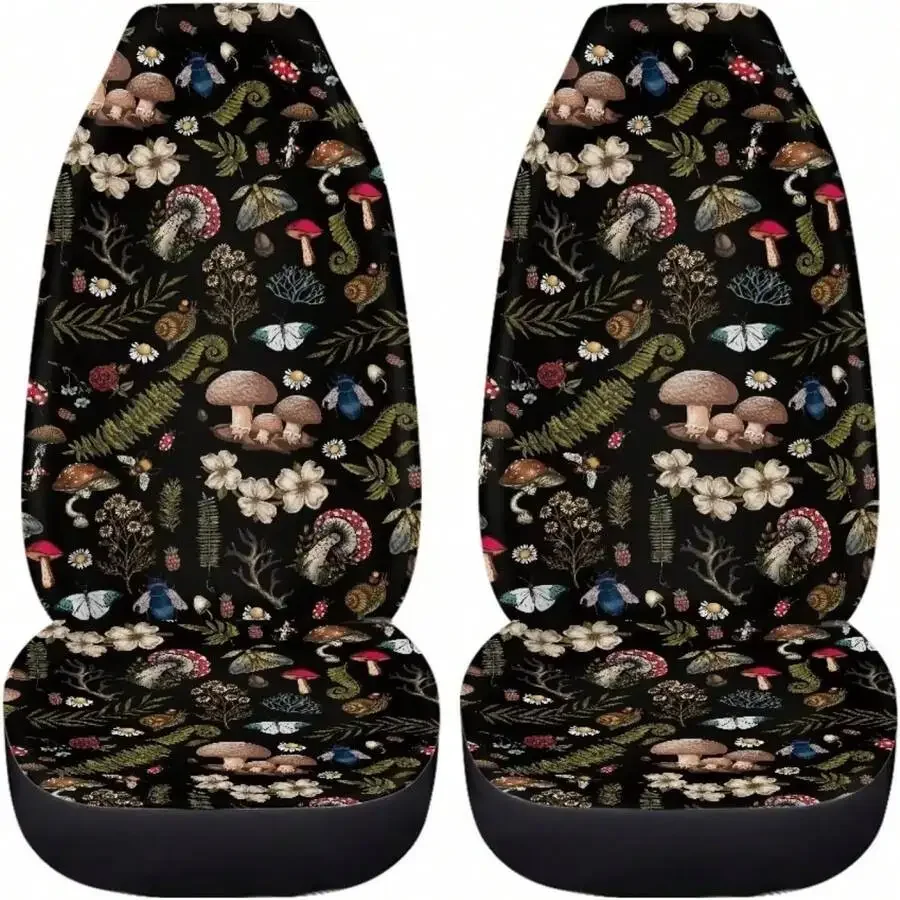 Boho Floral Psychedelic Car Seat Covers Set Universal Front High Back Bucket Seat Protector For SUV Van Sedan