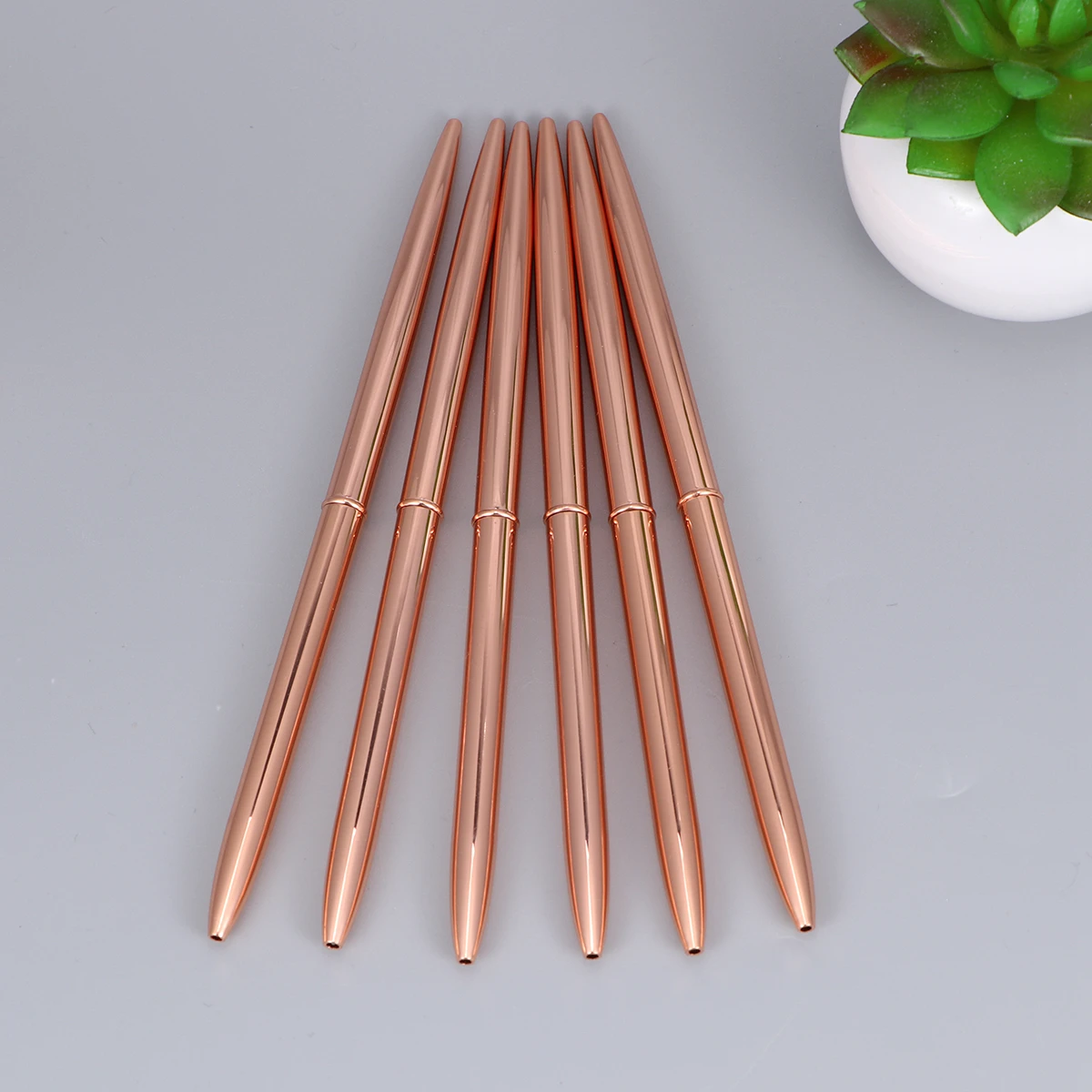 

6pcs Metal Ballpoint Pen Dual Heads Rotation Blue Ink Lightweight For School Office Supplies Rose Red Portable Writing