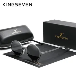 KINGSEVEN Brand Aluminum Steampunk Round Sun Glasses New Luxury Design Vintage Men Eye Protection Glasses UV400 polarizated