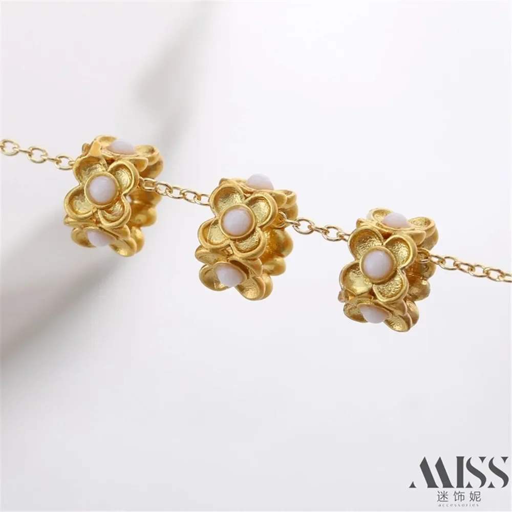 

Перфорированное кольцо из матового золота 18 карат, кольцо для бега, отдельная бусина, браслет «сделай сам», ожерелье, ювелирные аксессуары