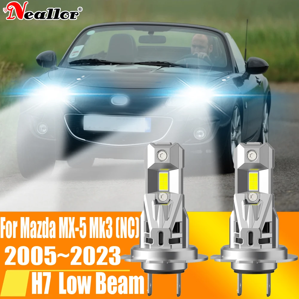 2x High Power H7 Led Headlight Canbus H18 Car Bulb 6000K White Light Moto Turbo Diode Lamp 12v 55w For Mazda MX-5 Mk3 2005~2023