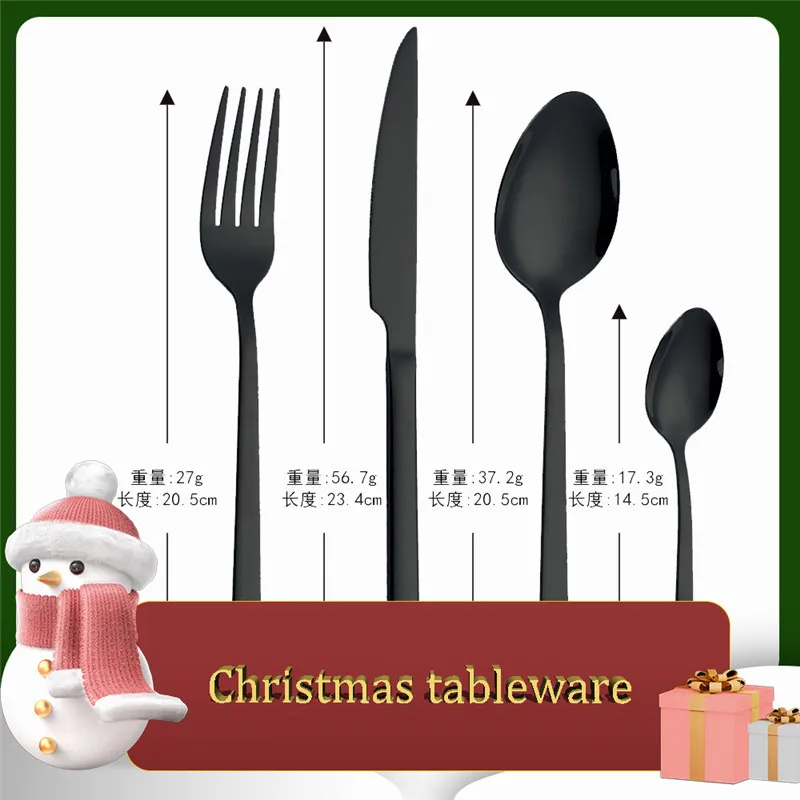 

Wedding 24pcs Black Steel Forks Dinnerware Luxury Mirror Cutlery Knives Tableware Stainless Set Set Set Kitchen Spoons Spoons