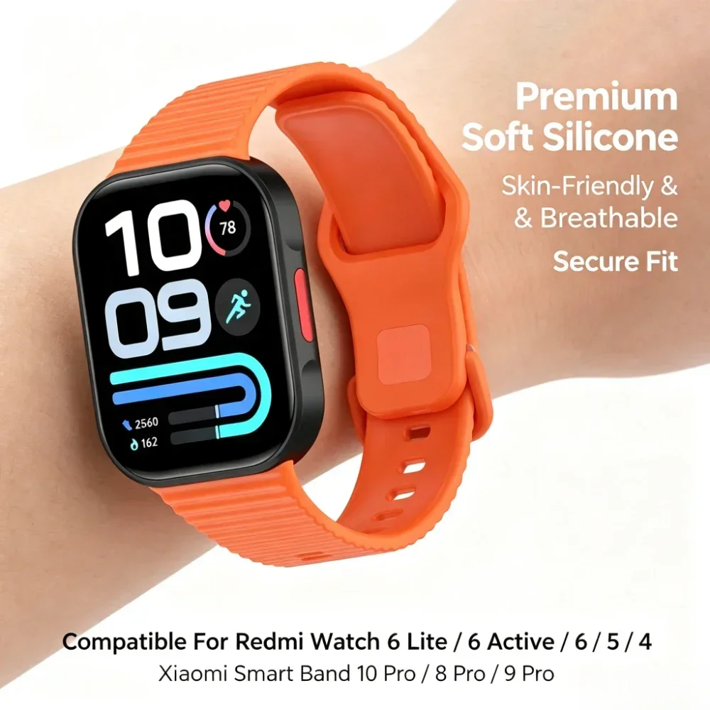 Sports Band for Redmi watch 6 active/6Lite/6/5/4 Replacement Classic Silicone Correa Bracelet for Xiaomi Band 8 9 10 Pro Straps