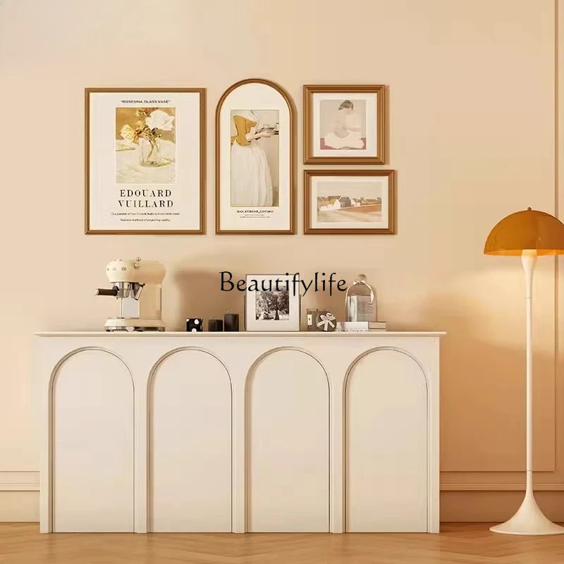 

French side cabinet arched door storage cabinet simple modern light luxury