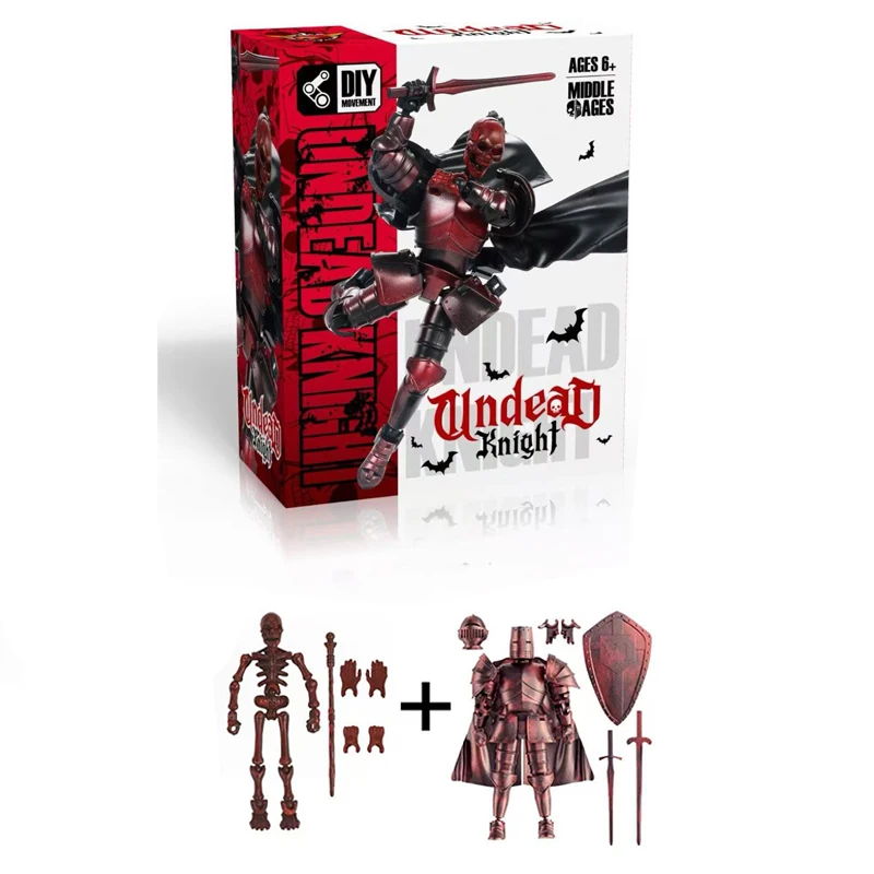 لعبة أولاد ميكا نايت متعددة المفاصل مصممة حديثًا، تحت عنوان هيكل عظمي، تحمل شخصًا، درعًا، ونموذج الساموراي #6