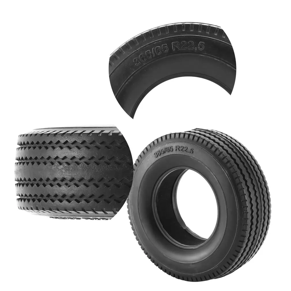 2/4pcs 385/65 R22.5 Hard Rubber Tires for 1/14 Tamiya RC Semi Tractor Truck Tipper MAN King Hauler ACTROS SCANIA Upgrade Parts