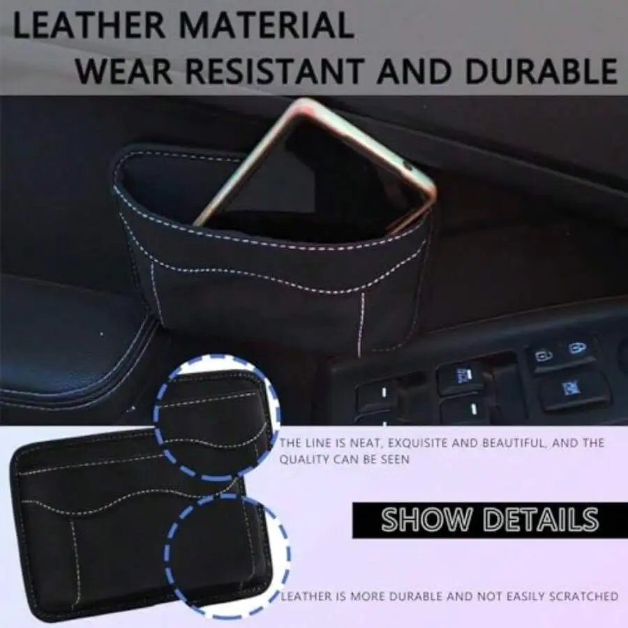 ZBlack Car Seat Side Pocket Organizer - Change Holder Pouch Leather Cell Phone Sunglasses Holder Seat Gap Filler Accories
