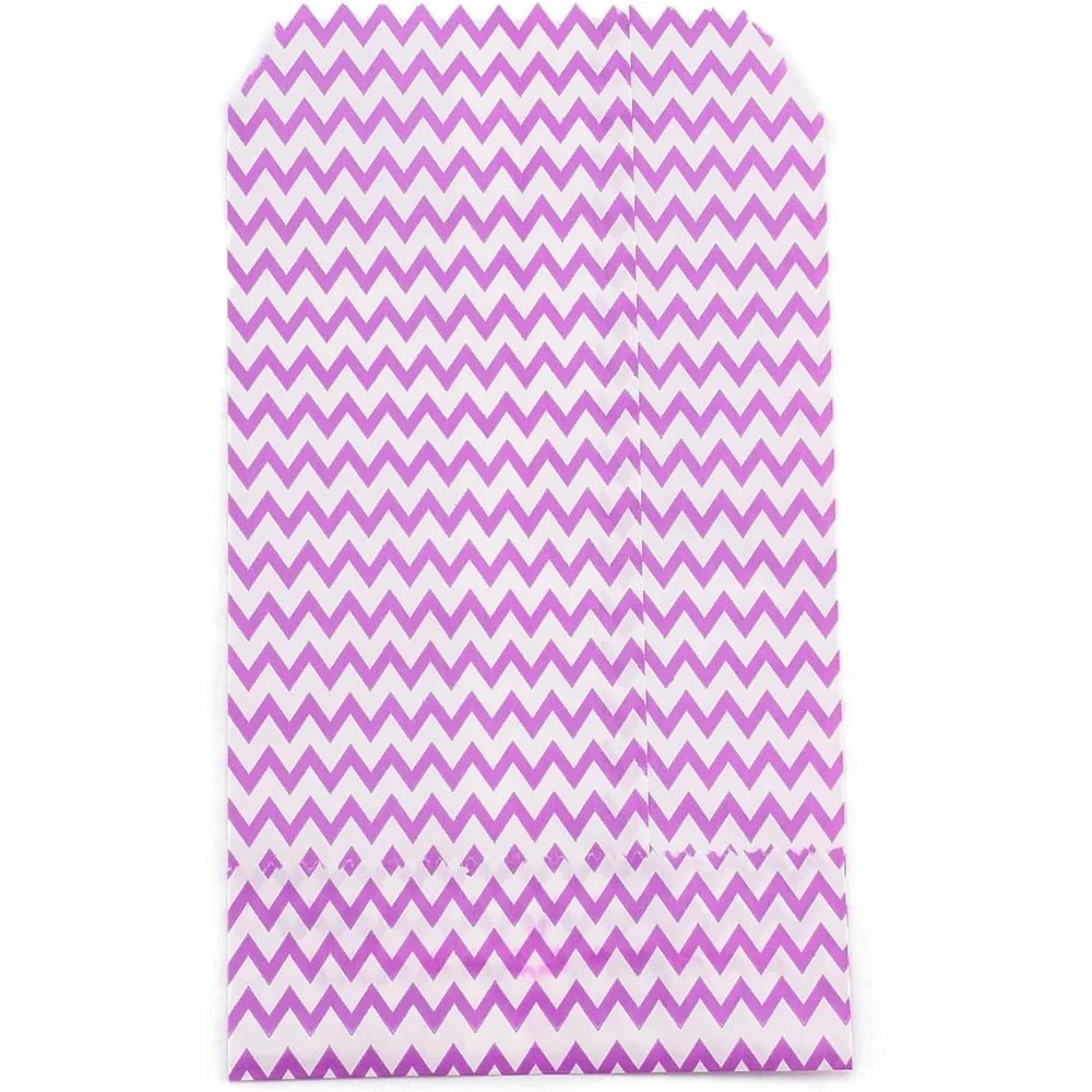 100 шт. белые крафт-бумажные пакеты без ручек, сумки для хранения, волнистый узор, подарок на свадьбу, день рождения, фиолетовый, 15x8,3x0,02 см