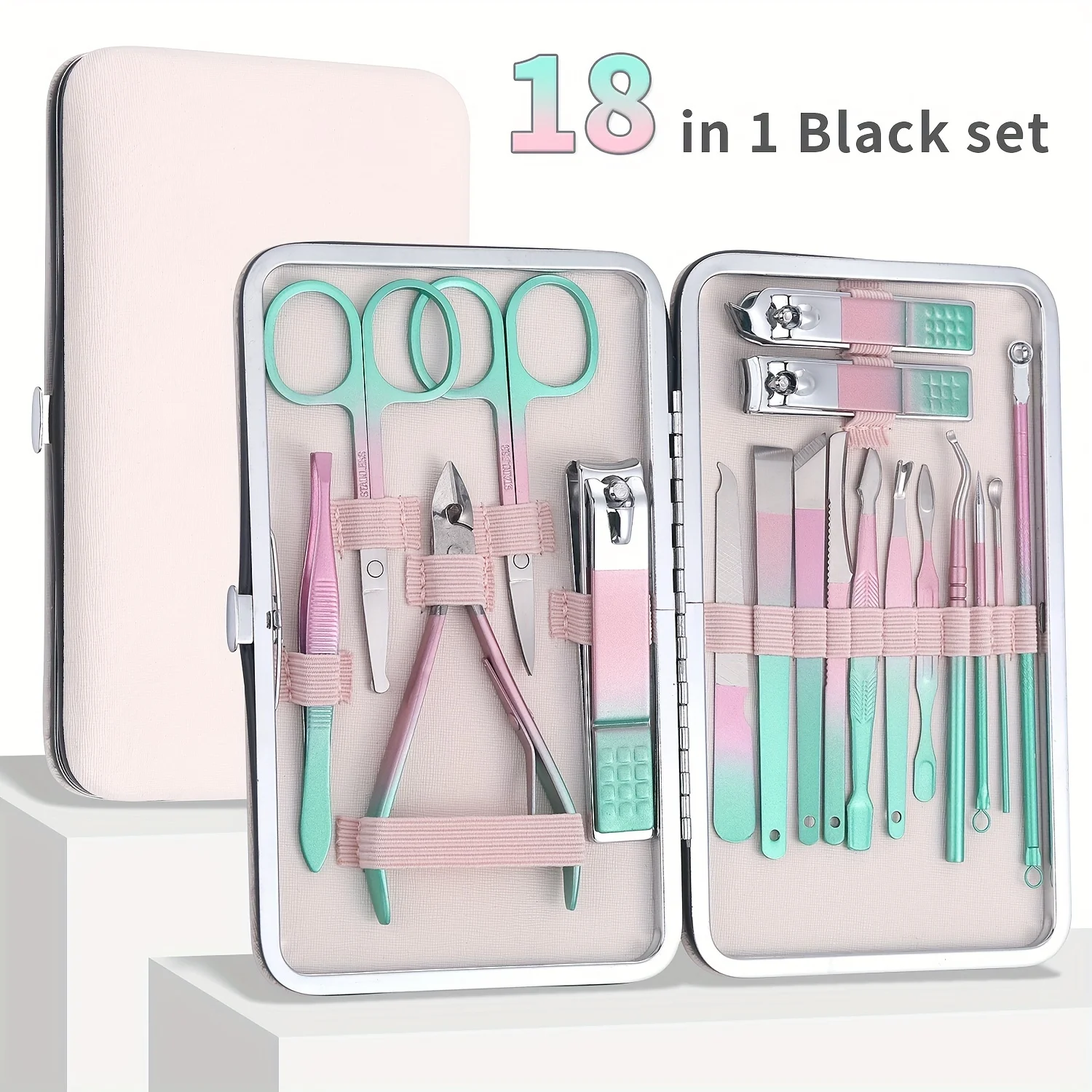 

7/12/18 pcs Nail Clipper, Rainbow Chameleon Manicure Nail Kits, Stainless Steel Professional Pedicure Set, Nail Scissors