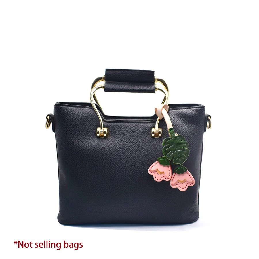 Genuine Leather Bag Charm Flowers Nordic Flower Bag Pendant First Layer Cowhide Car Rearview Mirror Pendant Hand Account