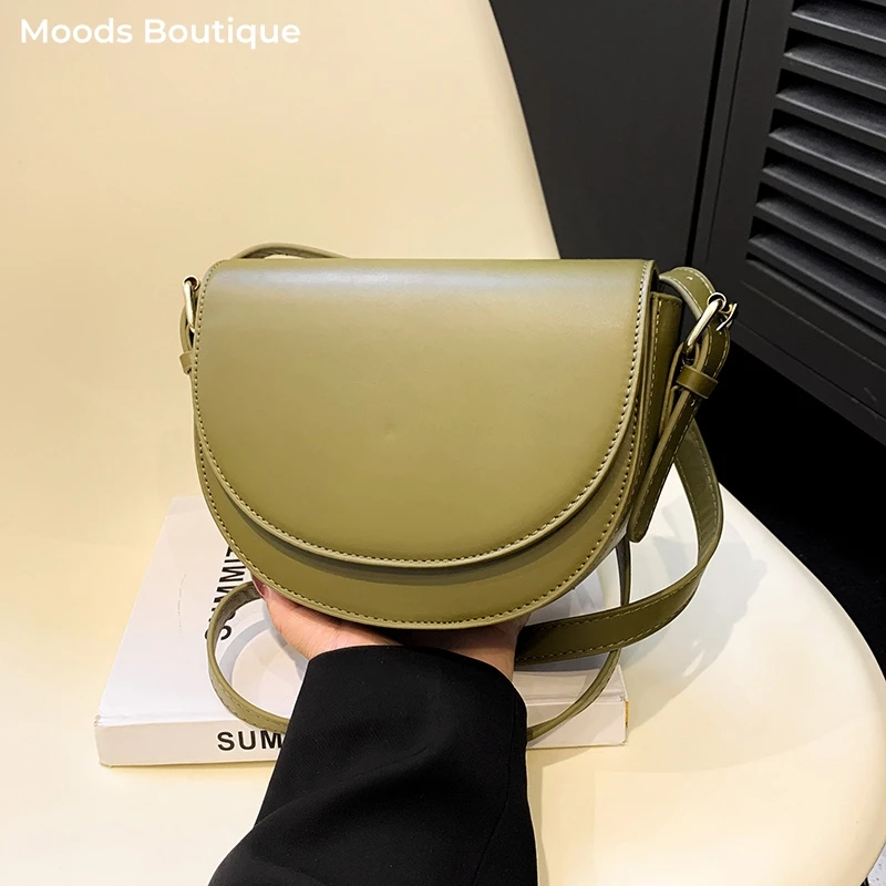 

Retro Design Flap Shape Crossbody Bags For Women Pure Color Shoulder Saddle Bag Casual Street Commute Purses And Handbags Female