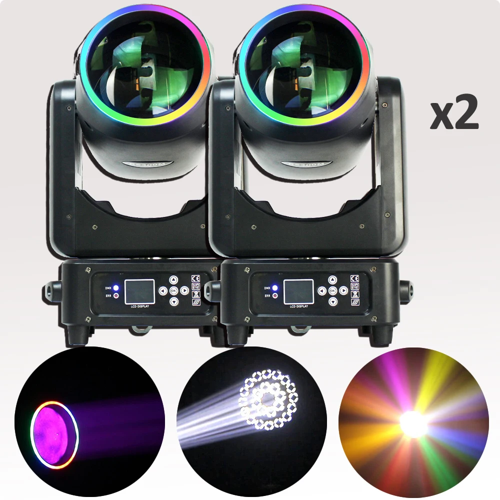 

2Pcs/Lot Beam 300W LED Moving Head Lighting Ring With RDM Colorful & Frost 24Prisms For Wedding DJ Disco Stage DMX Lights