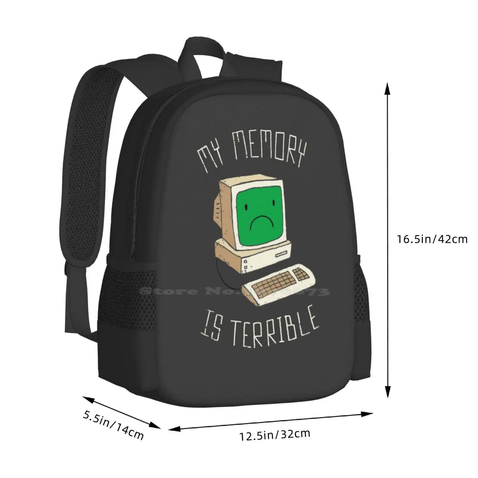 My Memory Is Terrible Fashion Pattern Design Travel Laptop School Backpack Bag Computer Nerdy Geeky Funny Type Joke Dinomike