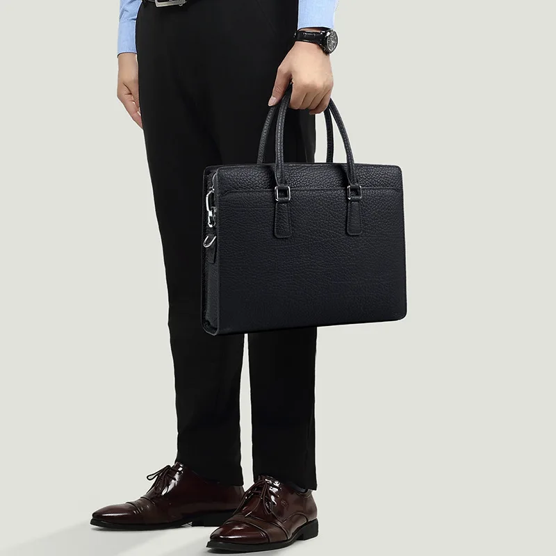 Valigetta da viaggio semplice di grande capacità Borsa da uomo di marca di lusso genuina Messenger Borse da uomo in pelle Borsa da lavoro da uomo di fascia alta di moda