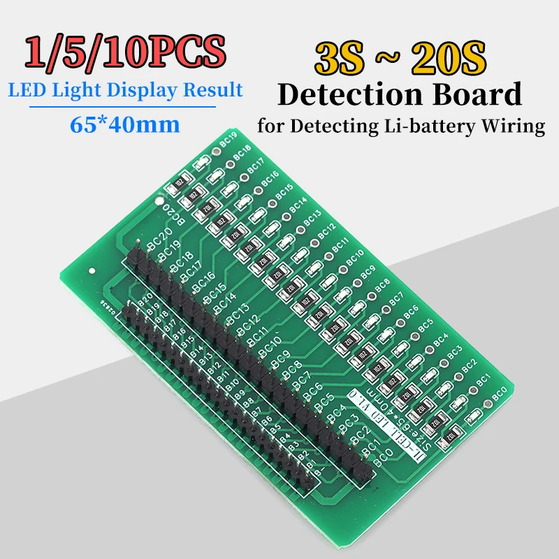 1/5/10Pcs LED Detection Board, 3-20S Lithium Battery Protection Board Tester, 65*40mm Cable Test Tool