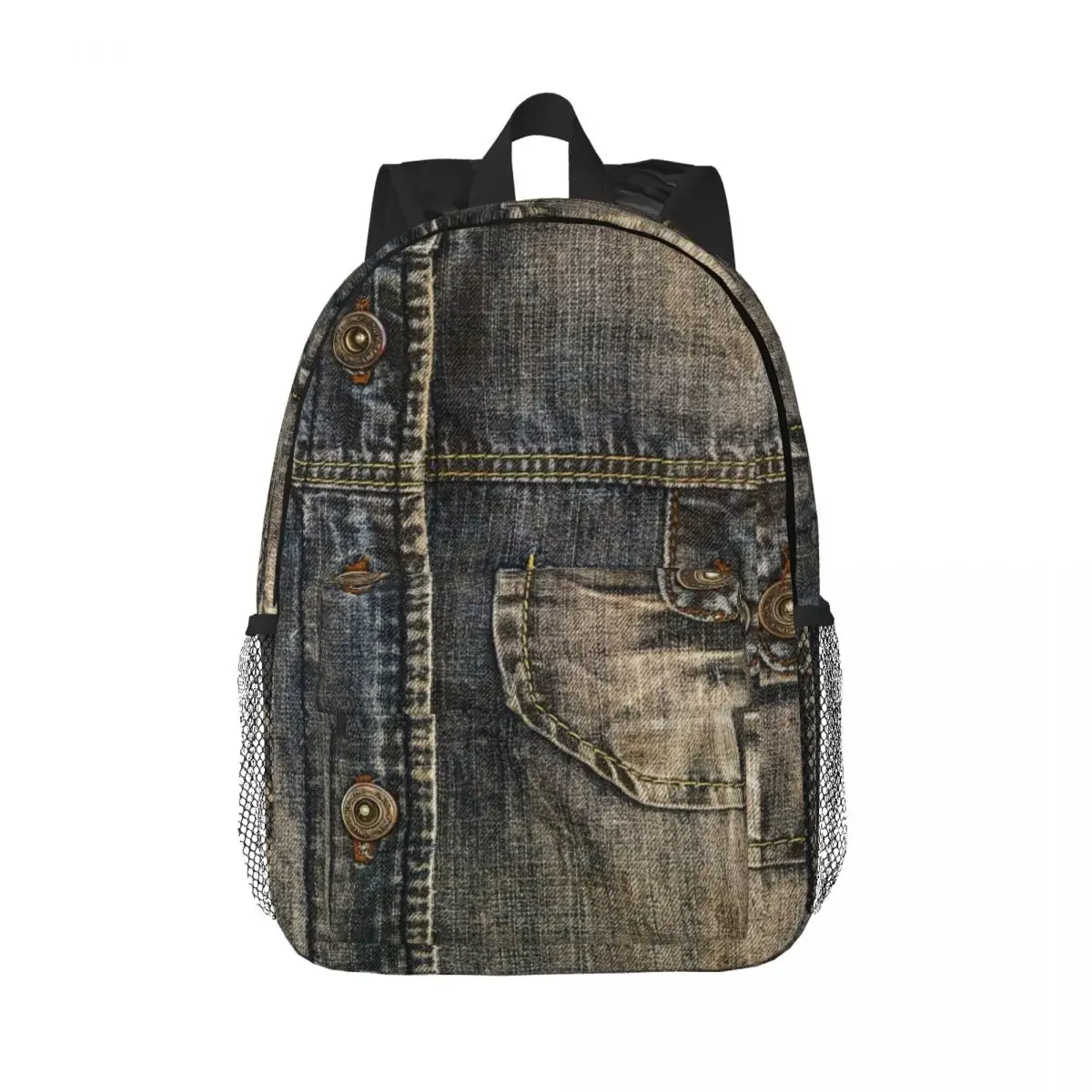 

Two Pocket I Love Bluejeans Denim Backpacks Teenager Bookbag Students School Bags Travel Rucksack Shoulder Bag Large Capacity