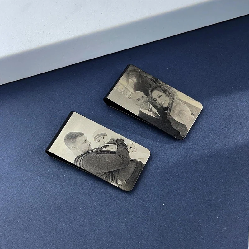 Custom Black Stainless Steel Money Clip For Men Personalized Picture Text Money Clip Suitable For Holding Cash And Credit Cards