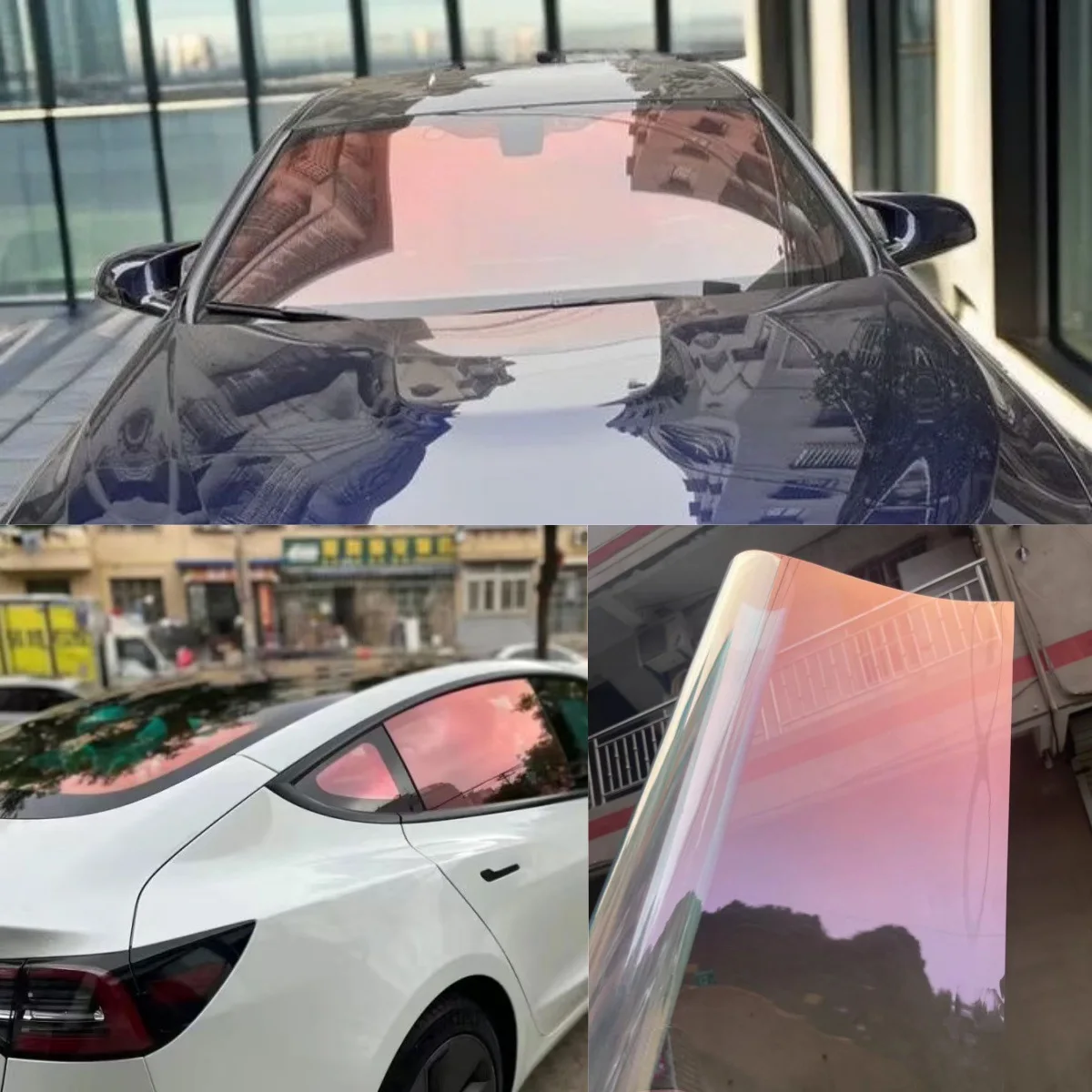 1mx3m VLT 89% Red Rose Chameleon Car Windshield Foils, Color Change Front Rear Window Tints Solar Protection Film, 39