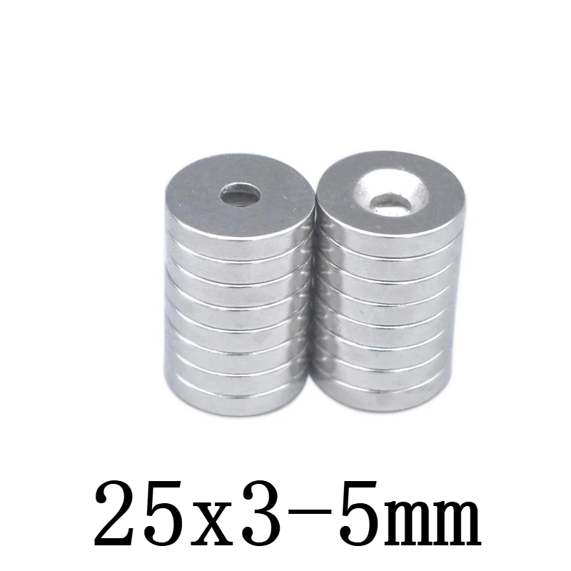 25x3-5 mm Strong Round Magnets 25*3 mm Hole 5mm For Home Refrigerators, Offices DIY 25*3-5 mm