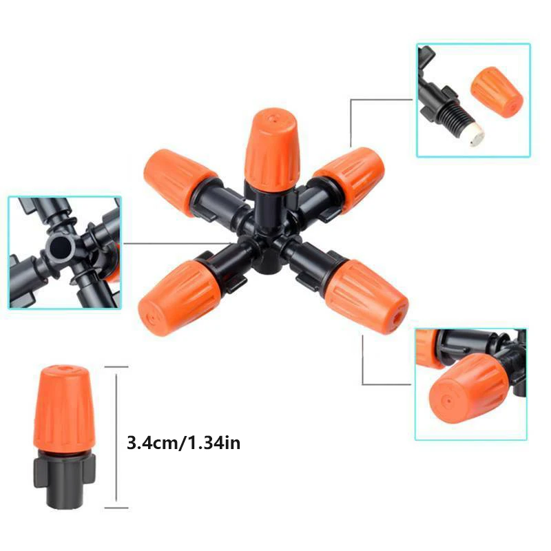 

Cross Five Outlet Atomizing Nozzle Gardening Greenhouse Watering Spray Cooling Inverted Dedusting Micro Nozzle