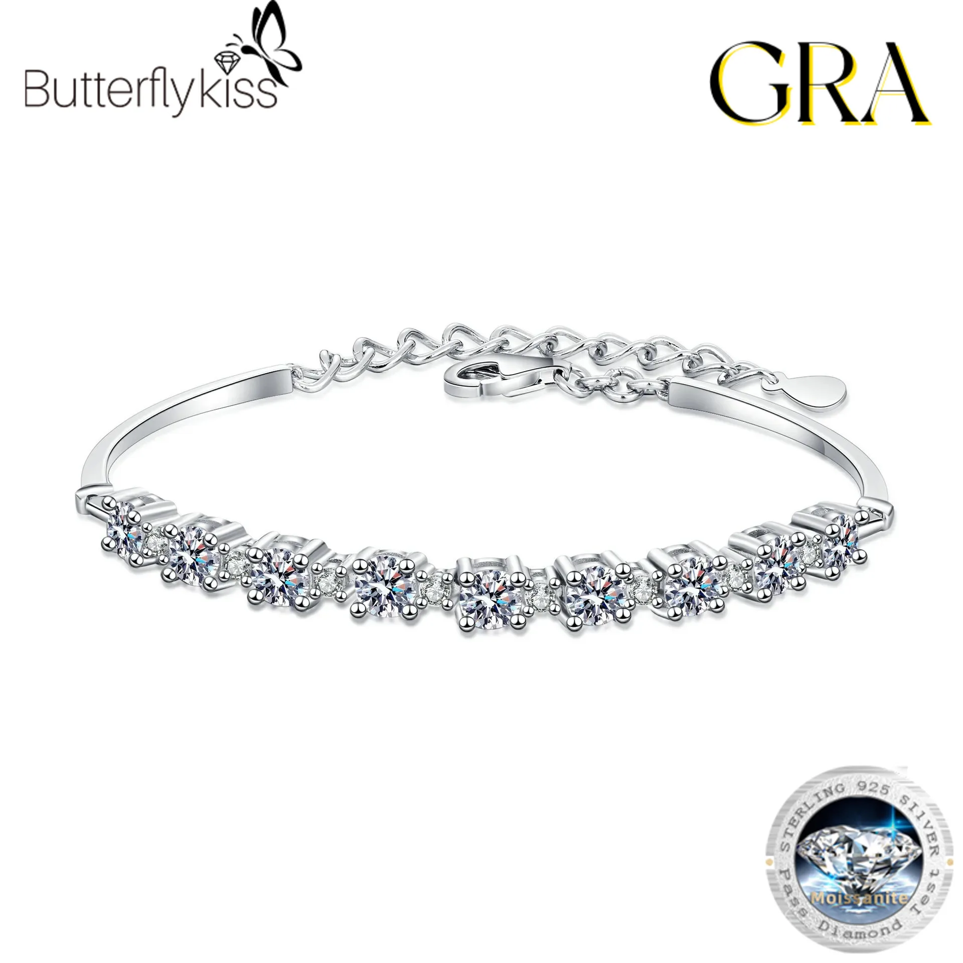 

Браслеты Butterflykiss Total 2,7 карата с муассанитом для женщин, высокое качество, стерлинговое серебро 925 пробы, роскошное качество, ювелирные изделия для девочек, подарок