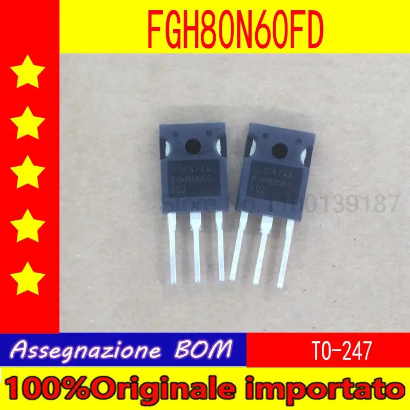 10pcs/lot   FGH80N60FDTU FGH80N60FD  FGH80N60  TO-247 IGBT high power tube 80A 600V