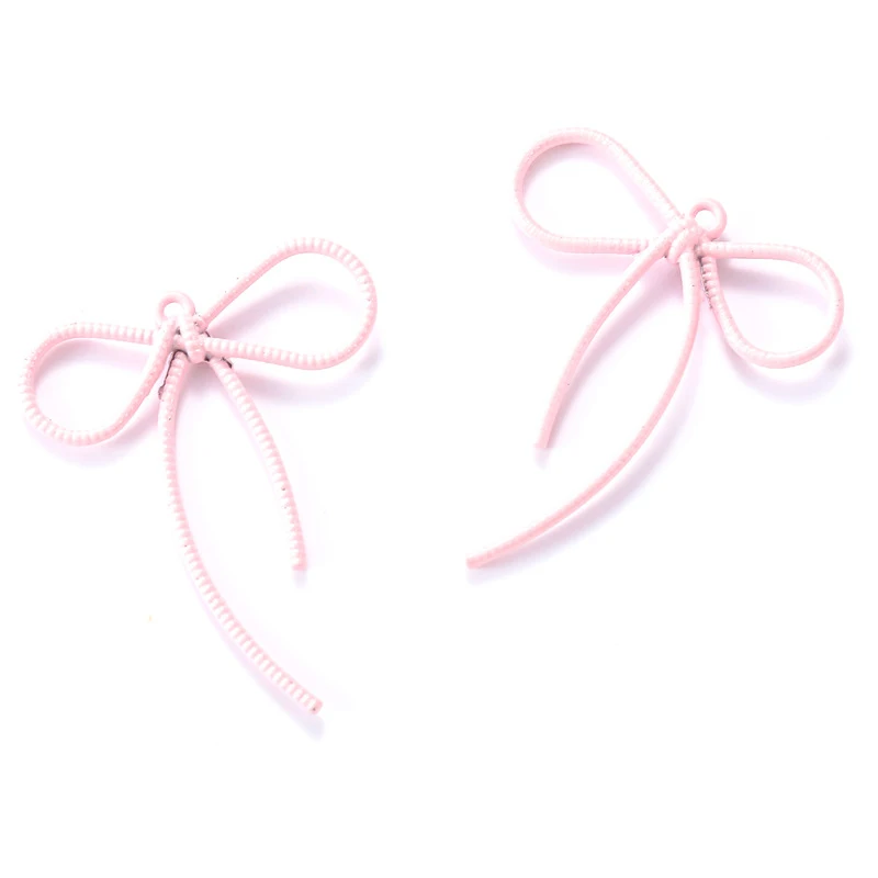 2Pcs Stylish High Quality Bow Charm For Women Girls Creative Simple Earrings Necklace Charms DIY Jewelry Making Accessories