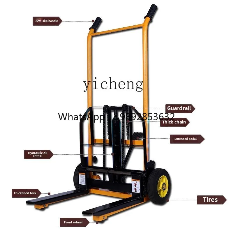 

XL Manual Small Forklift Household Light Miniature Stacker Hydraulic Handling Stacker Rising Truck Loading and Unloading