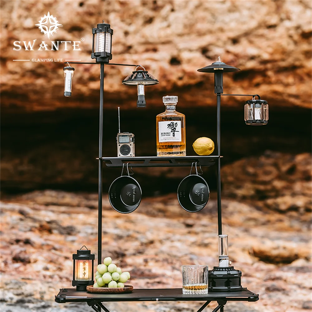 Imagem -04 - Swante Outdoor Camping Desktop Dobrável Lâmpada Post Pole Portátil Pendurado Luz Fixação Stand Holder 38 Trip Lantern Stand