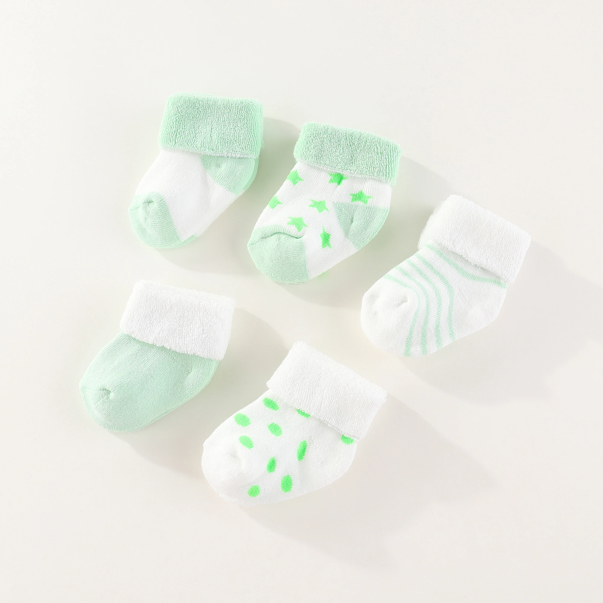 Fetchmous 5 Pairs 100%Cotton Baby Girls Socks Sets Newborn 0-12M Unisex Baby Boys Socks Infant Supplies Accessories Bebes