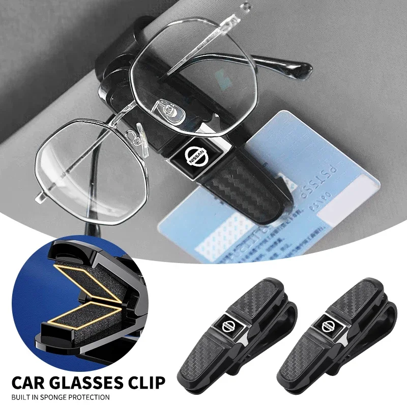 Car Sun Visor Glasses Holder Sunglasses Clip Car Interior Accessories For Nissan Nismo GTR Versa Almera X-Trail Xterra Qashqai