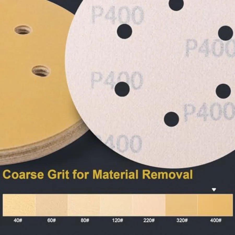 PCS 6 Inch 6 Hole Sanding Discs Hook and Loop Adhesive Round Sandpaper for Random Orbital Sander