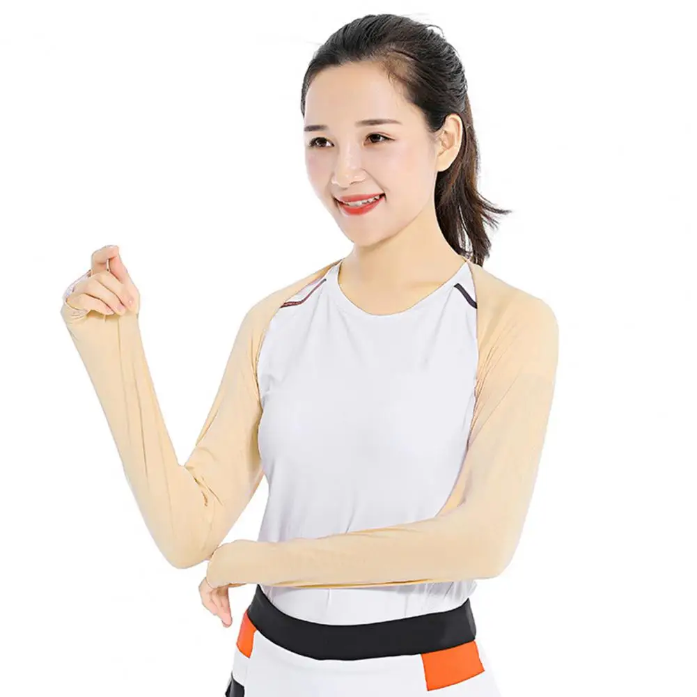 Lengan Selendang Anti Sinar UV Lengan Es untuk Bersepeda Golf Lengan Tabir Surya Cepat Kering untuk Bahu Selendang Es Warna Solid untuk Dipakai
