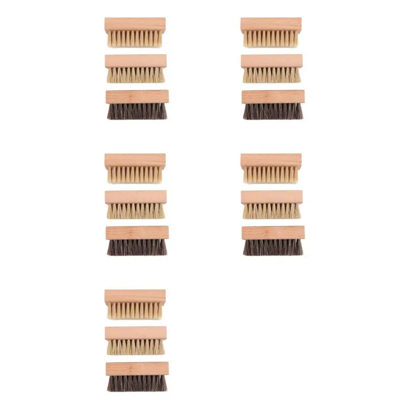 

ABKU-Small Shoe Cleaning Brush Set Of 15 Brushes With Nylon, Boar And Horsehair Bristles,For Leather,Suede,Canvas,Textile