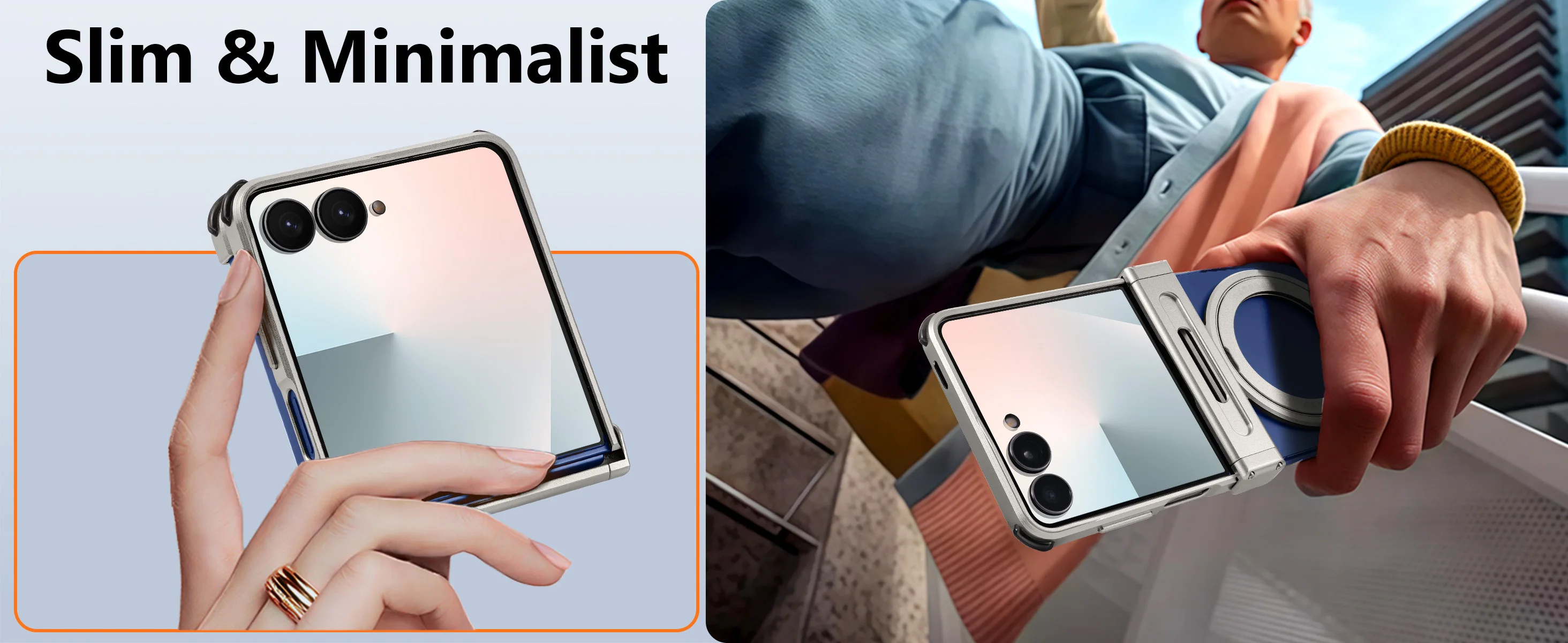 Oatsbasf Metal Phone Case for Samsung Galaxy Z Flip 7 6 with 360° Rotatable Stand Frameless Bumper Protective Z Flip 7 6 Cover