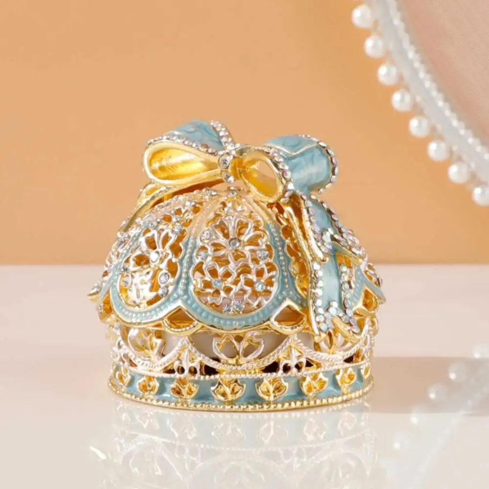 Light Luxury Crown Jewelry Box Desktop Design Mini Size Creative Gift Box European Style Enamel Finish Ring Holder