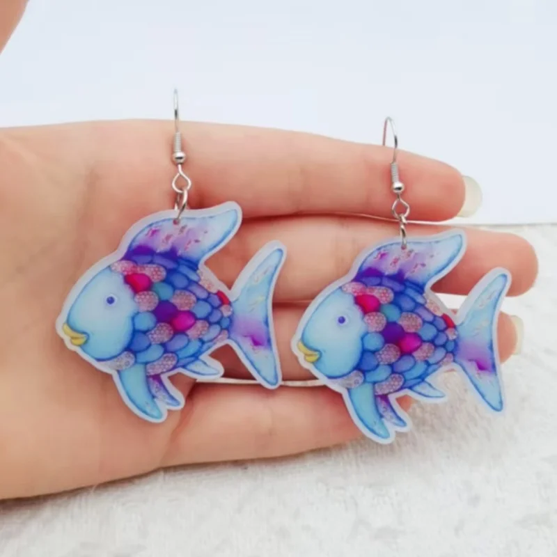 

1 pair of acrylic colorful fish earrings, women's earrings, the best choice for gifts